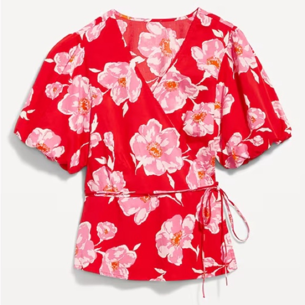 Oldnavy Floral Tie-Wrap Blouse
